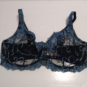 Lunaire laced bra black and blue size 40 DDD